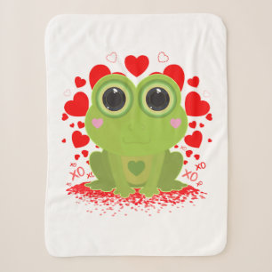 Schattig Kawaii Kikker Hartjes XOXO Gezellig Liefd Sherpa Deken