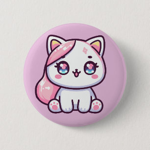 Schattig Kawaii Kitten Ronde Button 5,7 Cm