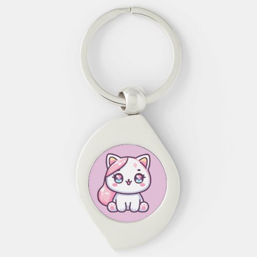Schattig Kawaii Kitten Sleutelhanger (Voorkant)