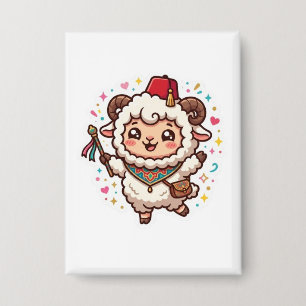 Schattig Kawaii Marokkaans Eid al-Adha Schaap Fez Button