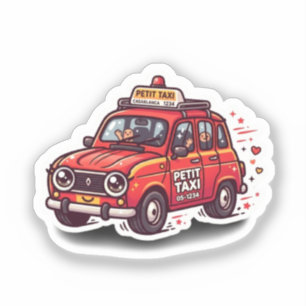 Schattig Kawaii Marokkaans Rood Klein Taxi Stad Re Sticker