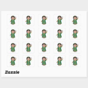 Schattig Kawaii Marokkaanse Caftan Traditionele Gr Vierkante Sticker