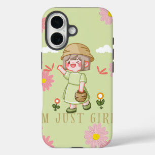 Schattig Kawaii Meisje Met Bloemen Pastel Esthet iPhone 16 Hoesje