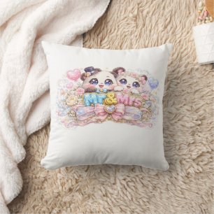 Schattig Kawaii Mijnheer en Mevrouw Panda Koppel P Kussen