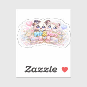 Schattig Kawaii Mijnheer en Mevrouw Panda Koppel P Sticker