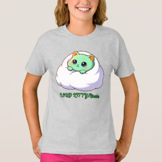 Schattig Kawaii Mint Katje in Wolk T-shirt