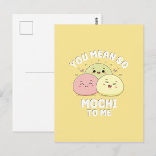 Schattig Kawaii Mochi Voedsel Pun Pastel Liefdesci Briefkaart