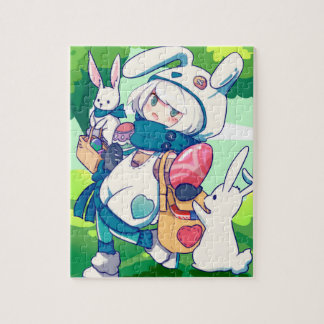 Schattig Kawaii Paashaas Meisje Legpuzzel