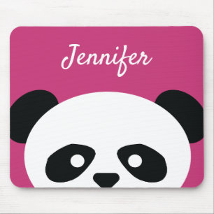 Schattig Kawaii Panda Beer Face Pink gepersonalise Muismat
