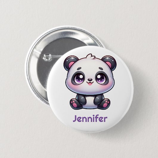 Schattig Kawaii Panda gepersonaliseerd ontwerp Ronde Button 5,7 Cm (Voorkant /achterkant)