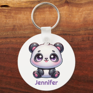 Schattig Kawaii Panda gepersonaliseerd ontwerp Sleutelhanger