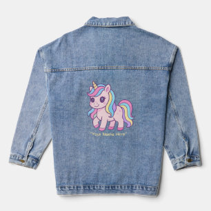 Schattig Kawaii Pastel Eenhoorn Regenboog Meisjes Denim Jacket