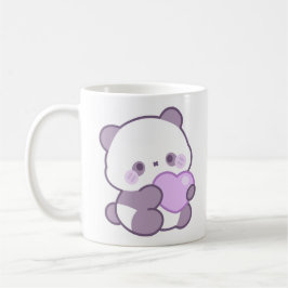 Schattig Kawaii Pastel Paarse Panda Hart Koffiemok