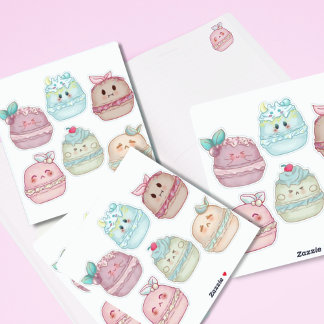 schattig kawaii pastel waterverf Franse Macarons Sticker