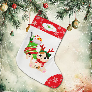 Schattig Kawaii Rendier Kitty Grote Kerstsok
