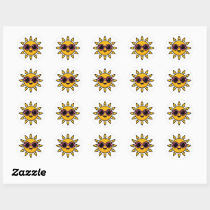 Schattig Kawaii Retro Zon Draagt Roze Zonnebril Zo Ronde Sticker