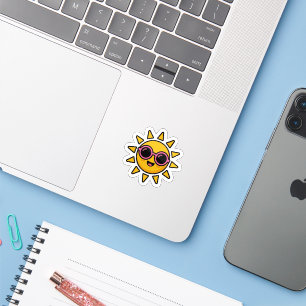 Schattig Kawaii Retro Zon Draagt Roze Zonnebril Zo Sticker