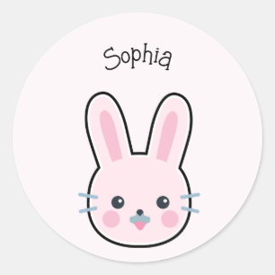 Schattig Kawaii Roze Konijn Ronde Sticker
