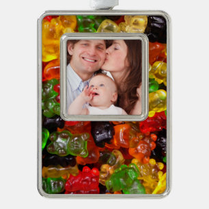 schattig kawaii snoeit kleurrijk snoep beer verzilverd kader ornament