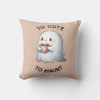 Schattig Kawaii Spookje met Koffie Waterverf  Kussen