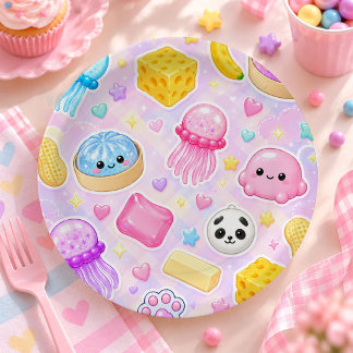 Schattig Kawaii Squishies Meisje Verjaardagsfeestj Papieren Bordje