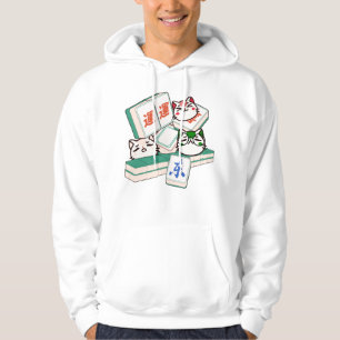 Schattig Kawaii Trio van Mahjongspelende Katten Hoodie
