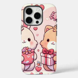 Schattig Kawaii Valentijn Konijn Beer Liefdescadea iPhone 16 Pro Hoesje