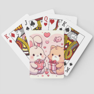 Schattig Kawaii Valentijn Konijn Beer Liefdescadea Pokerkaarten