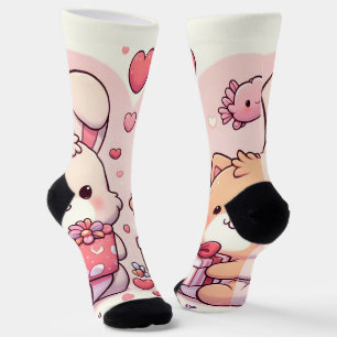 Schattig Kawaii Valentijn Konijn Beer Liefdescadea Sokken
