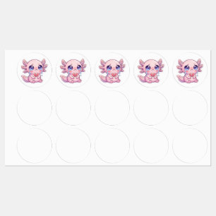 Schattig Kawaii Verdrietige Axolotl Huilend met Ge Labels