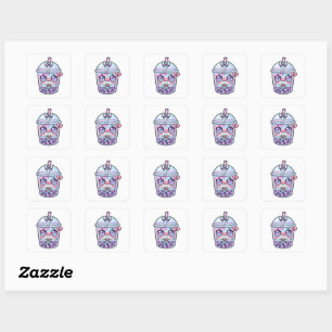 Schattig Kawaii Verdrietige Boba Melk Thee Huilend Vierkante Sticker