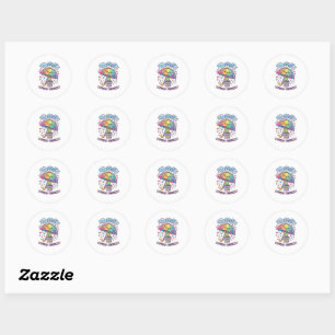 Schattig Kawaii Verspreid Vriendelijkheid Paraplu Ronde Sticker