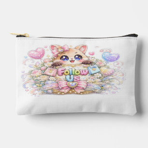 Schattig Kawaii Volg Ons Kat Pastel Roze Social Me Etui