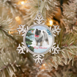Schattig Keeshond Puppy Tin Sneeuwvlok Ornament