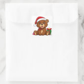 Schattig kerst Beer met Santa Hat Vierkante Sticker (Tas)