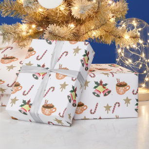 Schattig kerst inpakpapier met hete choco blijdsch