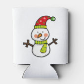 schattig kerst sneeuwman - feestelijk blikjeskoeler (Achterkant)