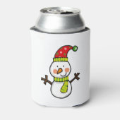 schattig kerst sneeuwman - feestelijk blikjeskoeler (Blikje Achterkant)