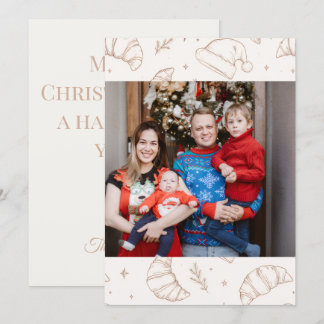 Schattig kerstbakkerij-croissantpatroon feestdagenkaart
