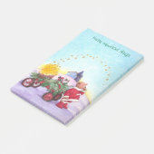 Schattig kerstBeer met rode wagon Post-it® Notes (Schuin)