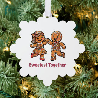 Schattig Kerstbrood Koppel Zoetst Samen Kerstmis Ornament Kaart