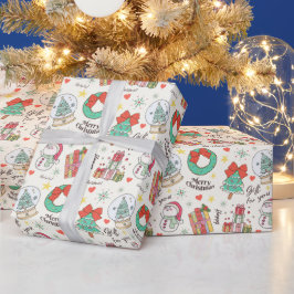 Schattig kerstcadeau-icoonpatroon in licht wit cadeaupapier