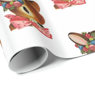 Schattig kerstdeerpapier met retro cadeaupapier