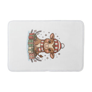 Schattig Kerstkalfsje Met Cadeaus Vintage Vector_1 Badmat