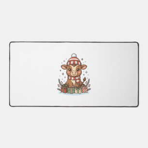Schattig Kerstkalfsje Met Cadeaus Vintage Vector_1 Bureaumat