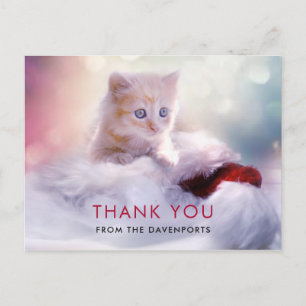 Schattig Kerstkatje Bedankt Briefkaart