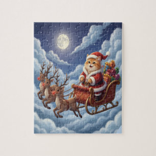 Schattig Kerstkatje en Rendier Legpuzzel