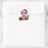 Schattig kerstkatje met kerstmuts vierkante sticker (Tas)