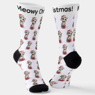 Schattig Kerstkatje op Cadeaudoos Sokken