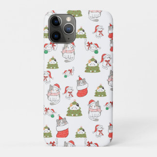 Schattig Kerstkattenpatroon – Festive Kerstontwerp iPhone 11 Pro Hoesje